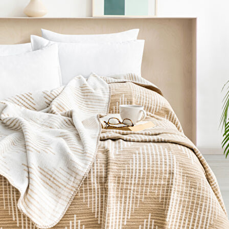 Schafer Home Bloom ÇK Battaniye 200x220 Cm 1 Parça-Bej