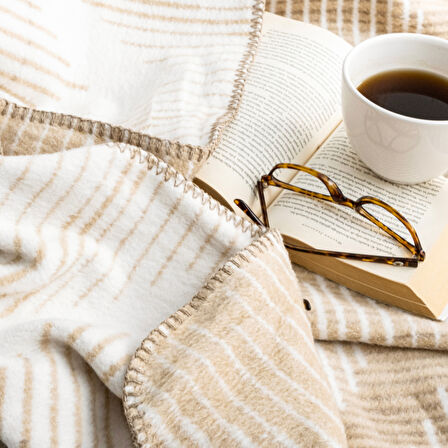 Schafer Home Bloom ÇK Battaniye 200x220 Cm 1 Parça-Bej