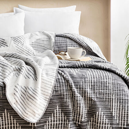 Schafer Home Bloom ÇK Battaniye 200x220 Cm 1 Parça-Gri