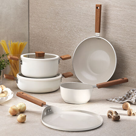 Schafer Ceramoni Seramik Krep Tava 26 Cm-Krem