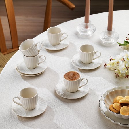 Schafer Evelynn 6 Kişilik Kahve Fincan Takımı 12 Parça-Non04