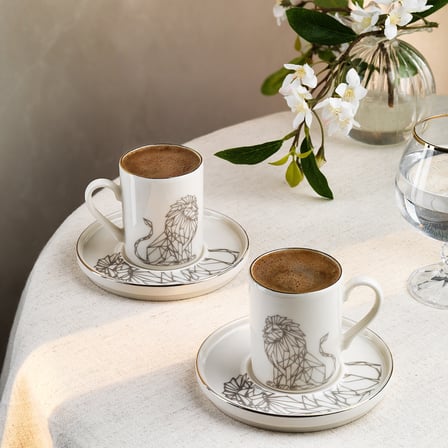 Schafer Kingdom Paws 2 Kişilik Kahve Fincan Takımı 4 Parça-Lion