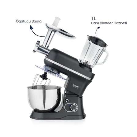Schafer Prochef Master Multi Kıyma Aparatlı 1500 W Stand Mikser 5 L-Antrasit