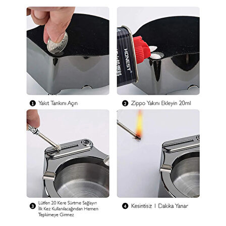 Ayt Sunup Sn-20444 Metal Çakmaklı Küllük Zippo Tip Çakmak Hediyelik Kül Tabağı Kül tablosu