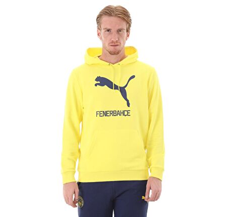 Fenerbahçe Orijinal Puma Sweat, Lisanslı Kapüşonlu Sarı Sweat