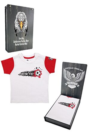 Beşiktaş Orijinal Beyaz Bebek T-Shirt Hediyelik Ahşap Kutulu