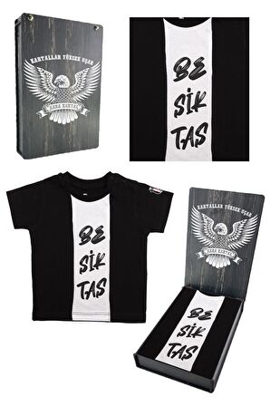 Beşiktaş Orijinal Siyah Bebek T-Shirt Hediyelik Ahşap Kutulu