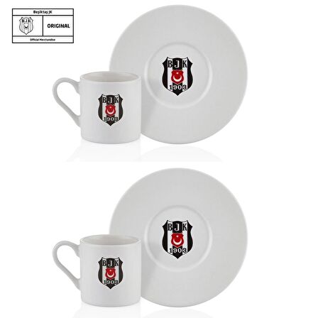 Beşiktaş Orijinal Lisanslı 2'li Fincan Takımı Hediyelik Ahşap Kutulu