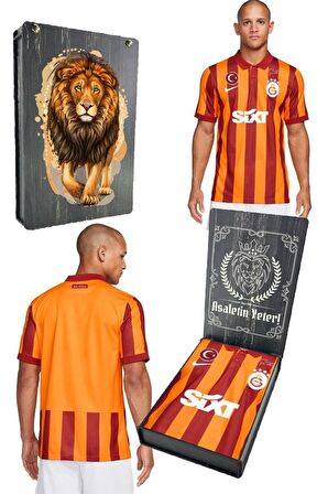 Galatasaray Orijinal Lisanslı 100. Yıl Forma Gs Aslan Baskılı Hediyelik Ahşap Kutulu