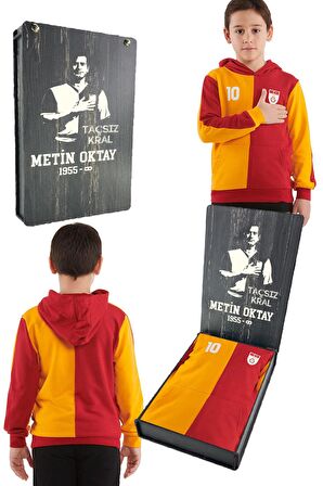 Galatasaray Orijinal Metin Oktay Kapüşonlu Çocuk Sweat Hediyelik Ahşap Kutulu