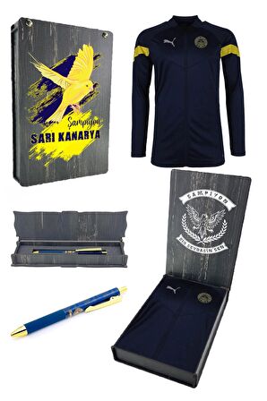 Fenerbahçe Orijinal Tam Fermuar A Takım Sweat + Kalem Set Ahşap Kutulu