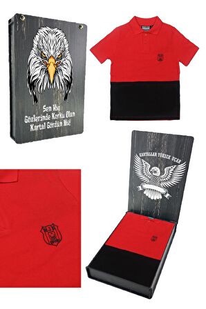 Beşiktaş Orijinal Polo Yaka Çocuk T-shirt Hediyelik Ahşap Kutulu