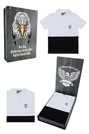 Beşiktaş Orijinal Polo Yaka Çocuk T-shirt Hediyelik Ahşap Kutulu