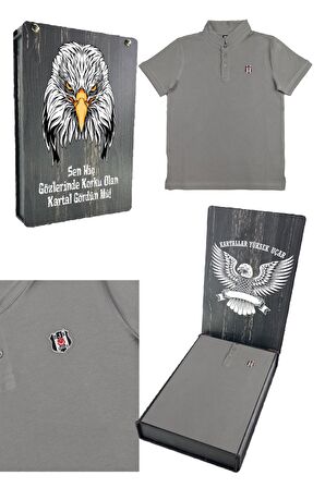 Beşiktaş Orijinal Polo Yaka Çocuk T-shirt Hediyelik Ahşap Kutulu