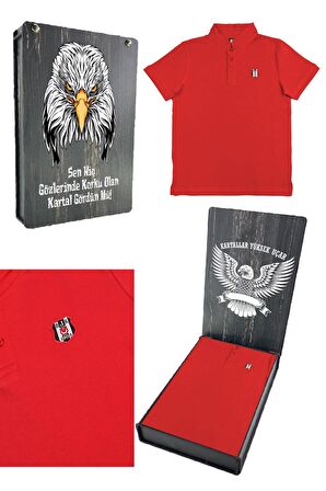 Beşiktaş Orijinal Polo Yaka Çocuk T-shirt Hediyelik Ahşap Kutulu