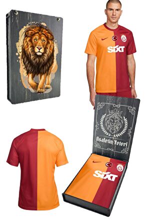 Galatasaray Orijinal 23-24 Parçalı Forma Gs Aslan Baskılı Hediyelik Ahşap Kutulu