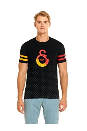 Galatasaray Orijinal Logo Baskılı Siyah T-Shirt + Gs Atkı Hediyelik Set Özel Tasarım Ahşap Kutulu
