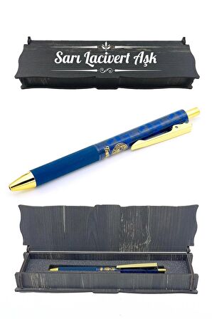 Fenerbahçe Orijinal 23/24 A Takım Hoca Yarım Fermuar Lacivert Sweat + Kalem Set Ahşap Kutulu