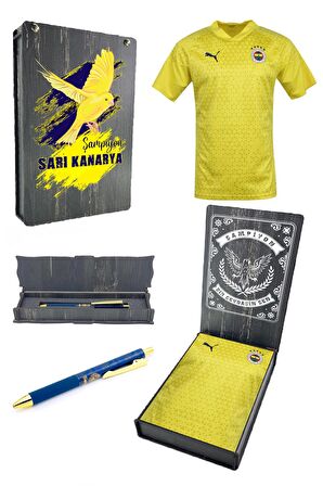 Fenerbahçe Orijinal A Takım Futbolcu Antrenman T-Shirt + Kalem Set Ahşap Kutulu