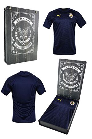 Fenerbahçe Orijinal A Takım Futbolcu Lacivert Antrenman Çocuk T-Shirt Hediyelik Ahşap Kutulu