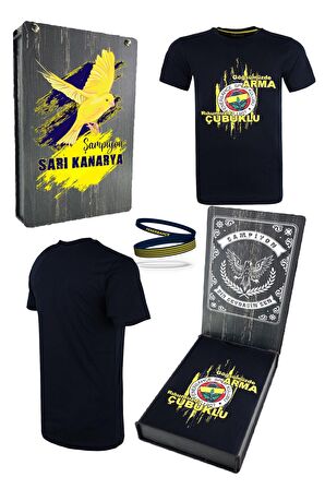 Fenerbahçe Orijinal Lisanslı Göğsümüzde Arma Lacivert Unisex T-Shirt + Bileklik Set Özel Kutulu