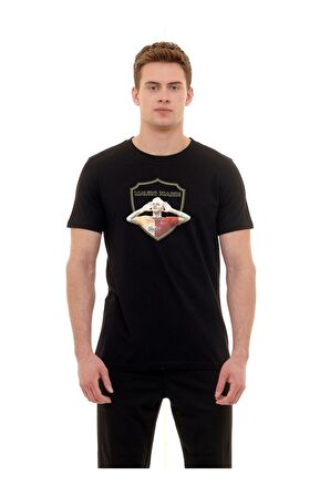 Galatasaray Orijinal Lisanslı Sıfır Yaka Siyah Gs İcardi T-Shirt Gs Aslan Baskılı Hediyelik Kutulu