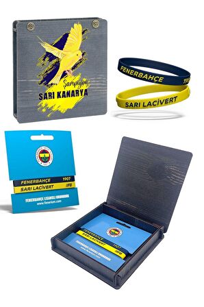 Fenerbahçe Orijinal Lisanslı 2'li Sarı Lacivert Silikon Bileklik Kanarya Baskılı Hediyelik Kutulu