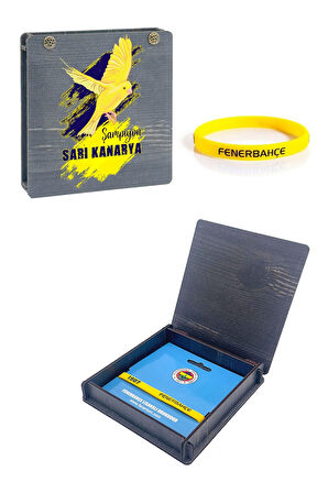 Fenerbahçe Orijinal Lisanslı Sarı Silikon Bileklik Kanarya Baskılı Hediyelik Ahşap Kutulu