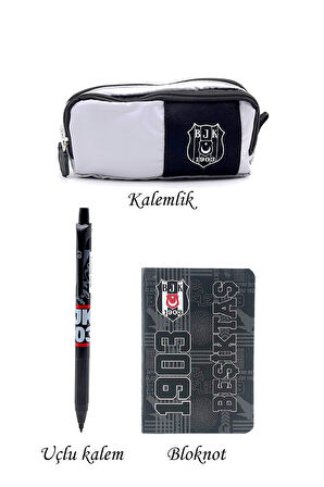 Beşiktaş Orijinal Kalemlik Set 2 Bölmeli Kalem Kutusu Ahşap Kutulu 2li Kırtasiye Hediye Set