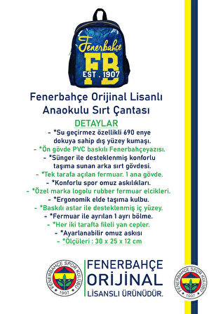 Fenerbahçe Orijinal Lisanslı Anaokulu Çantası Fb Sarı Lacivert Çanta