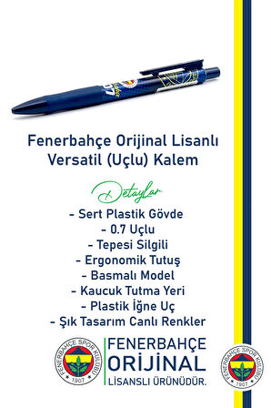 Fenerbahçe Orijinal Lisanslı Lacivert Versatil Uçlu Kalem 0.7 Hediyelik Ahşap Kutulu