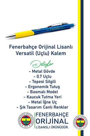 Fenerbahçe Orijinal Lisanslı Metal Gövde Versatil Uçlu Kalem 0.7 Hediyelik Ahşap Kutulu