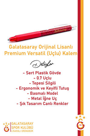 Galatasaray Orijinal Lisanslı Premium Versatil Uçlu Kalem 0.7 Hediyelik Ahşap Kutulu