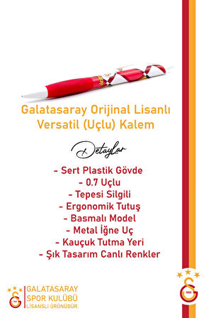 Galatasaray Orijinal Lisanslı Versatil Uçlu Kalem 0.7 Hediyelik Ahşap Kutulu