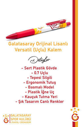 Galatasaray Orijinal Lisanslı Lüks Versatil Uçlu Kalem 0.7 Hediyelik Ahşap Kutulu