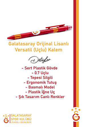 Galatasaray Orijinal Lisanslı Uçlu Kalem 0.7 Hediyelik Ahşap Kutulu