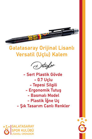 Galatasaray Orijinal Lisanslı Uçlu Kalem 0.7 Hediyelik Ahşap Kutulu