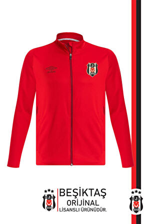 Beşiktaş Orijinal Lisanslı Tam Fermuarlı Dik Yaka Kırmızı Antrenman Sweat Hediyelik Ahşap Kutulu
