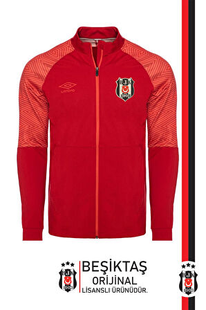Beşiktaş Orijinal Lisanslı Fermuarlı Dik Yaka Cepli Kırmızı Antrenman Sweat + Bileklik Set Kutulu