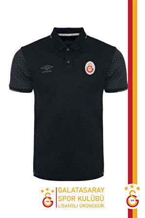 Galatasaray Orijinal Lisanslı Polo Yaka Siyah Spor T-Shirt