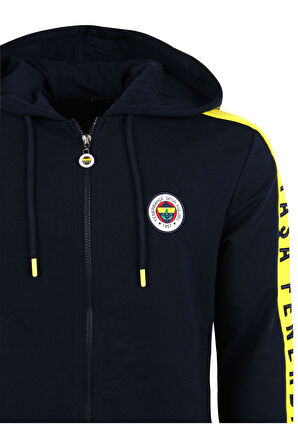 Fenerbahçe Orijinal Lisanslı Kapüşonlu Tam Fermuar Spor Sweat + Kalem Set Özel Ahşap Kutulu