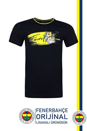 Fenerbahçe Orijinal Lisanslı Sıfır Yaka Lacivert T-Shirt Hediyelik Ahşap Kutulu