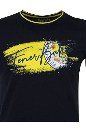 Fenerbahçe Orijinal Lisanslı Sıfır Yaka Lacivert T-Shirt Kanarya Baskılı Hediyelik Ahşap Kutulu