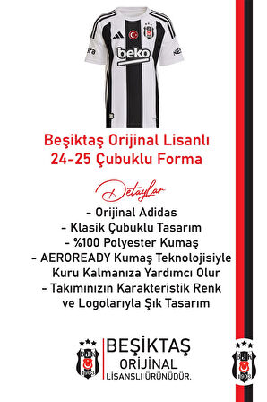 Beşiktaş Orijinal 24-25 Çubuklu Siyah-Beyaz Forma Bjk Kartal Baskılı Hediyelik Ahşap Kutulu