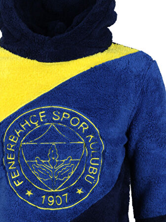 Fenerbahçe Orijinal Lisanslı Sarı Lacivert Kapüşonlu Peluş Sweat