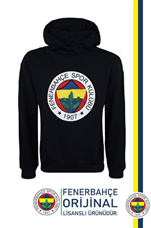 Fenerbahçe Orijinal Lisanslı Logolu Lacivert Kapüşonlu Sweat + Bileklik Set Özel Ahşap Kutulu