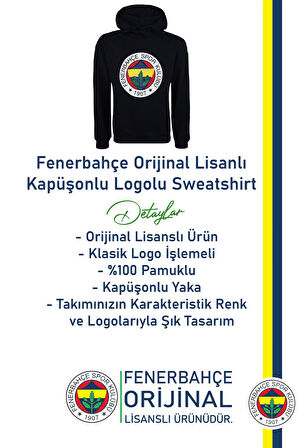 Fenerbahçe Orijinal Lisanslı Logolu Lacivert Kapüşonlu Sweat + Bileklik Set Özel Ahşap Kutulu