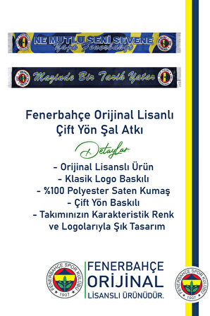 Fenerbahçe Orijinal Lisanslı Mazinde Bir Tarih Yatar Çift Taraflı Şal Atkı