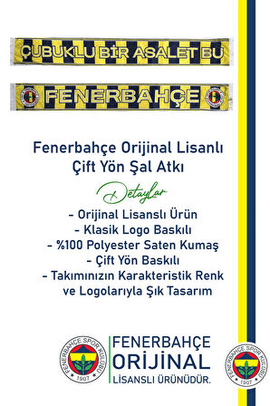 Fenerbahçe Orijinal Lisanslı Çubuklu Bir Asalet Çift Taraf Şal Atkı & Bileklik Set Hediyelik Kutulu