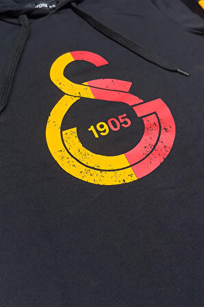 Galatasaray Orijinal Lisanslı Logo Siyah Kapüşonlu Çocuk Sweat 